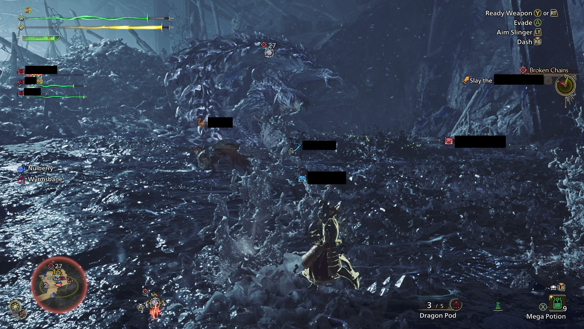 A screenshot showing a very gray screen, between the background and monster.